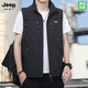 JEEP SPIRIT Jeep men's vest autumn and winter loose large size work clothes plus velvet 2025 double-sided vest outdoor fishing clothing Khaki XL
