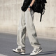 Foss Phil ice silk mesh casual pants for men's summer thin loose straight breathable cool casual pants 6636 khaki XL