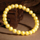 Shi Yue Jewelry Natural Raw Mineral Russian Beeswax Amber Bracelet Men and Women Model Chicken Oil Yellow and White Flower Beeswax Bracelet Gift Natural Beeswax 7-8mm