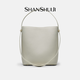 
Mountain Water Collection Bucket Bag Handheld Single Shoulder Armpit Large Capacity Cowhide Female Niche Tote Bag Elephant Gray