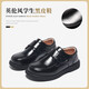 
Children's leather shoes for boys British style black leather shoes performance shoes campus soft sole single shoes matte British style size 39 inner length 23.5/suitable for foot length 22.5cm