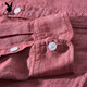 Playboy (Playboy) Camisa de lino de alta gama y camisa de lino de verano Chaqueta de manga larga de manga larga Camisa de lino de algodón de algodón de manga largo