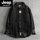JEEP SPIRIT small amount of custom-woven pure cotton corduroy washed long-sleeved shirt men's American khaki trendy single pocket shirt jacket green 18 M 100-130Jin Jin equals 0.5 kg