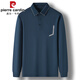 皮尔卡丹（pierre cardin）秋季冰丝无痕t恤男士长袖翻领polo衫凉感有口袋兜中年体恤爸爸装 灰色-7036 M 165