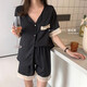 La version coréenne de Yilan de Sweet Lace Houndstooth Ice Silk Pyjamas pour les shorts à manches courts d'été pour femmes vêtements de soie simulés à la maison deux pièces # YX-9214 M 75-98Jin [Jin est égal à 0,5 kg]
