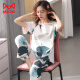 Catman MIIOW Modal cotton pajamas women's spring and summer short-sleeved trousers thin loose large size for outdoor wear H3527 (RC modal/soft and comfortable) M 80-100Jin [Jin equals 0.5 kg]