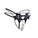 Sexy temptation oversized pearl size beaded panties thong embroidered flowers black women thin black M80120Jin Jin equal to 0.5kg