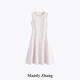 Mandy Zhang French Hepburn Style Robe de fiançailles rose pour femmes Banquet d'été Robe forme