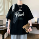 Woodpecker (Tucano) Kurzärärmelte Herrenmodelle Modemarke Briefe Runde Hals halbärmelig T-Shirt American Casual Herren Rotatorenhülle Loose T-Shirt 693 Meter Weiß M ([80-100jin [Jin gleich 0,5 kg]]))