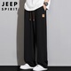 JEEP SPIRIT Jeep Straight Casual Pants Men's Summer Thin Loose Ice Silk Wide Legs Sports Trousers Black 3XL