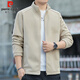 Pierre Cardin Jacket Men's Autumn and Winter Fleece Jacket Men's Stand Collar Solid Color Polar Fleece Warm Men's Khaki XL