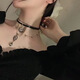 Beautifully made retro Baroque Gothic crystal multi-layered leather necklace choker temperament goddess exotic stacked clavicle necklace multi-layered Baroque necklace 1 piece