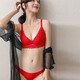 
Urban beauty girl lace underwear suit sexy, no steel ring thickened small breast 3-breasted no marks on top 1389 pattern black 70A 32