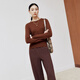 FirstStation Basic Vielseitig vielseitig mehrfarbig runden Hals Lose Pullover Strickpullover für Frauen 25 Herbst neuer Stil 9582a Brown 2xl