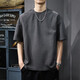 Catman (MiiOW) men's short-sleeved T-shirt in summer loose breathable versatile round neck top in summer trendy simple solid color casual clothes 9207 dark brown S