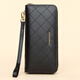 Crocodile shirt cowhide hand-wrapped long diamond wallet women's ticket clip clutch gift box 2215 black