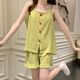 Yalu yunduo pijama de algodón para mujeres en verano con almohadilla de cofre sexy sospecher set de moda para mujeres de moda se puede usar afuera 9226 verde 2xl (140-160Jin [Jin equivale a 0.5 kg])