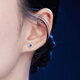 Lukfook Jewelry 18K gold sapphire single ear stud earrings for gift giving G22DSKE0004W total weight 0.31g single with K gold silicone ear plugs