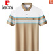 Pierre Cardin Mulberry Silk T-Shirt Herren kurzärmeliger Sommer neuer Stil mittleren Alters mittleren Alters mit halbärmeligem Eis Seiden-Revers-Polo-Hemd Herren-Top Khaki 3 EGR 9925 m (165)