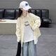 Girls' coat spring and autumn 2025 new style big children's fashionable tops children's super good-looking spring shirts sun protection yellow 160