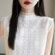 HERAGAIA精纺羊毛衫背心女2025夏季新款木耳边半高领吊带蕾丝镂空花打底衫 奶白色 JXWY5009-16 M
