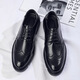Mu Huisen (MUHUISEN) new spring product Brock carved thick sole men's shoes, height-enhancing shoes, cowhide business leather 3883 black 38