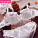 Modal Sexy Style Mesh Spitze Unterwäsche Frauen -BH -Set Europäische und amerikanische atmungsaktive BH ohne Schwamm schwarz M 75b = 34B+ Unterwäsche