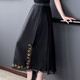 MiSHIDE high-end silk fragrance cloud t-shirt for women Chinese style cracked cheongsam women 2023 new summer mother short 9923 [black top chest beads are black L equal size
