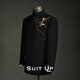 Xiuta Orchid Embroidery New Chinese Style Black Mao Suit Groom Wedding Engagement Chinese Style Gentleman Suit Formal Orchid Embroidery Top + Pants Two-piece Set XS 46A