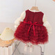G.duck little yellow duck one-year-old baby dress girl dress autumn full moon party princess dress big bow tutu skirt red 90 cm