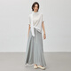 
MeiYANG Lingbo No. 2 skirt 50 combed cotton contrast webbing medium-length light umbrella skirt Grey (extended version) L
