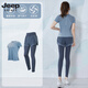 Jeep Spirit Yoga-Anzug für Frauen Frühling und Sommer lose atmungsaktive Fitnesskleidung Schnell trocknende Kleidung Training im Freien Sportbekleidung Kurzärmel Lotus lila [kurze Ärmel] Sechs-teilige TC18394 S