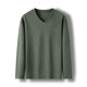 Sieben Wölfe Frühling und Herbst Langarm T-Shirt Herren Hühnchen Herzkollektion V-Ausschnitt Basishemd mittleren Alters und junger Menschen in innerer und äußerer lässiger Hemd Trendy 9863 Mist Blue M 105 empfohlen 100-120jin [Jin gleich 0,5 kg]