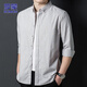 ROMON long-sleeved shirt men's autumn and winter business cotton shirt men's striped business top khaki L