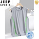 JEEP SPIRIT ice silk vest men's summer quick dry cut sleeve mesh sleeveless T-shirt large size men's loose hurdle sports top HMT-TX6627 black L