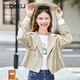 Betu Women's Clothing 2023 Autumn New Windbreaker Classic British Style Lapel Short Windbreaker Women 2308T56 Khaki S