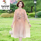 Woodpecker (Tucano) Fat Mother Mother Summer Cheongsam Robe Summer Murffon jupe grande taille 2025 Nouveau tempérament de style d'été pour femmes d'âge moyen 6629 Kaki 3xl Recommandé 125-140jin [Jin est égal à 0,5 kg]