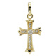 Youshu light luxury niche design Korean pure 14K gold pendant with personality and versatile full zirconium inlaid cross necklace pendant independent pendant without chain