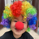 Jieyi children's wig colorful headgear afro clown kindergarten performance props funny birthday rainbow funny headdress colorful wig 1 + nose 1 22*30*2*