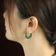 Small Silver Craftsman Tian Jade Earrings Women's Jasper National Style Earrings Light Luxury Premium 925 Silver Earrings Earrings Earrings Jade Earrings