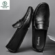Specht echtes Leder -Herren -Slipper Sommer Mützenschuhe junge Leute lässige Lederschuhe mit einem Fuß und einen kleinen Lederschuhe trendy Schwarz - Hollow - 9901 38 Standard Lederschuhgröße