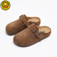 G.duck genuine leather Korean style children's Birkenstock half slippers for outer wear spring and autumn girls' toe-cap soft-soled slippers baby boys' leather slippers camel color is too small, it is recommended to go up one size 26 (inner length 16.5CM)