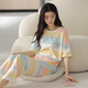 
Pure cotton pajamas for women in summer short-sleeved trousers set 2025 new Korean version of cute summer cartoon casual season home clothing 9711 L [100-120Jin [Jin equals 0.5 kg]]
