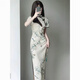 AEMAPE new Chinese gentle retro Republic style cheongsam 2025 summer new young girl improved dress long 718 lily of the valley M suggests 80-95 Jin [Jin equals 0.5 kg]