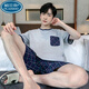 Palanto Plus Fat Plus taille pyjamas masculin Summer Summer Short Shorts à manches courtes pour les vêtements de maison d'âge moyen et les jeunes peut être respirant à l'extérieur de 9928 # l [recommandé 100-120jin [Jin est égal à 0,5 kg]] toute taille