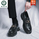 Holzspecker echte Leder -Laibers Lazy Trend Frühling Herrenschuhe Britische Freizeitlederschuhe Koreanische Version Beanie Schuhe Männer 3518 Schwarz T.S.L Echtes Ledermodell 38
