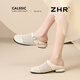 Zhr Capacal de la capa de vaca Slippers para mujeres en verano para zapatos para mujeres Sandalias livianas de suela suave para mujeres S678 beige 36