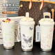Tuojin Deutschland importierten Qualitätsbutterfly Thermos Cup neue hochwertige tragbare Strohwagen-Kaffee Antique White-BXAB6198 Schmetterling Keramik Innendeckel