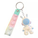 Space Rabbit's New Keychain Doll Pends para la exquisita bolso escolar de las mujeres Adorno colgante Lindo INS Cadena de llave Ring Ring Space Conejo con tira de cuero azul