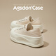 Agsdon zapatos blancos pequeños para mujeres en verano Nuevos zapatos gruesos de dos listones para mujeres zapatos de mujer estilo universitario B153038 Mezcla 36